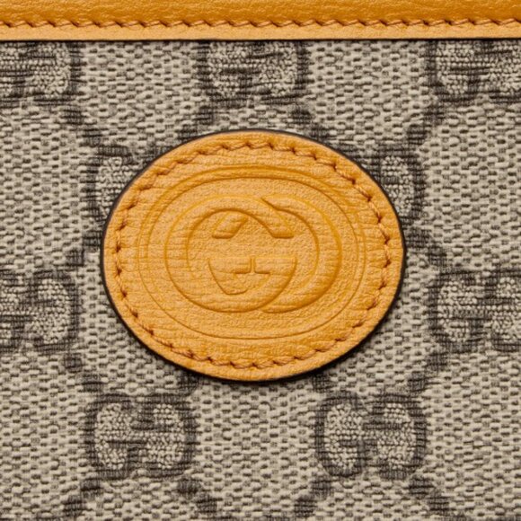 NEW! $1100 Gucci GG Supreme Clutch Travel Pouch yellow trim - Picture 10 of 17
